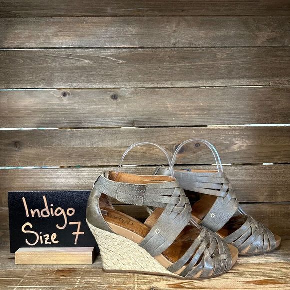 Womens Indigo By Clarks Pocomo Brown Leather Gladiator Wedges Sandals Size 7 M‎ - Picture 1 of 5